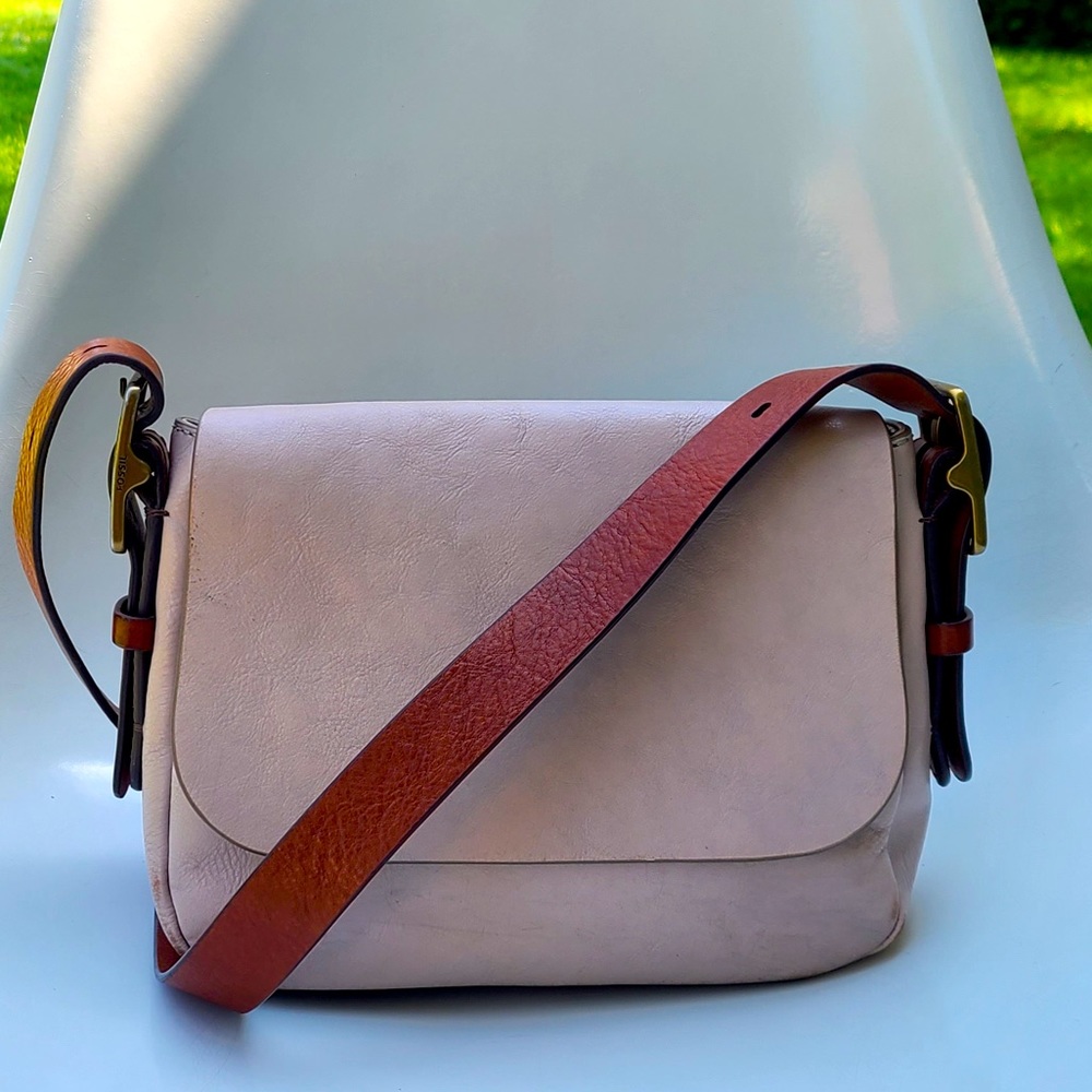 Fossil gray leather crossbody